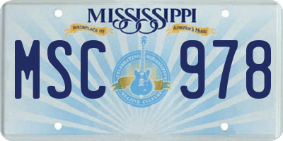MS license plate MSC978