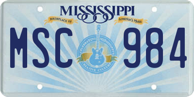 MS license plate MSC984