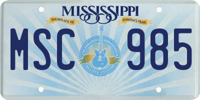 MS license plate MSC985