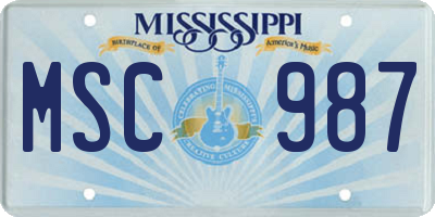 MS license plate MSC987