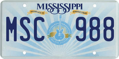 MS license plate MSC988