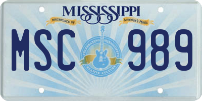 MS license plate MSC989