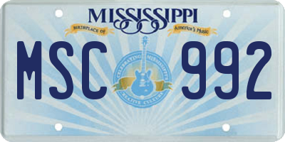 MS license plate MSC992