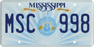 MS license plate MSC998