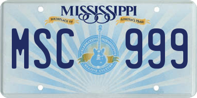 MS license plate MSC999