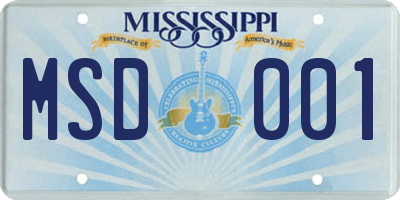 MS license plate MSD001