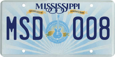 MS license plate MSD008