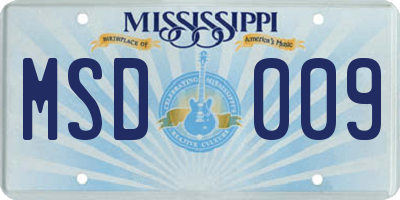 MS license plate MSD009