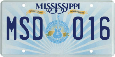 MS license plate MSD016