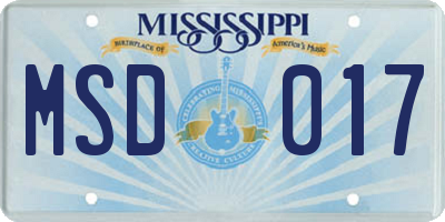 MS license plate MSD017
