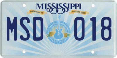 MS license plate MSD018