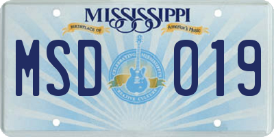 MS license plate MSD019