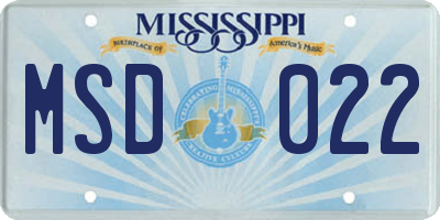 MS license plate MSD022