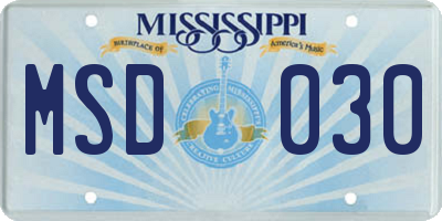 MS license plate MSD030