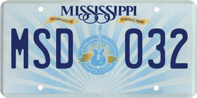 MS license plate MSD032