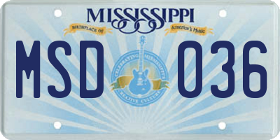 MS license plate MSD036
