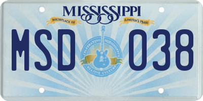 MS license plate MSD038