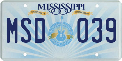 MS license plate MSD039