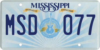 MS license plate MSD077