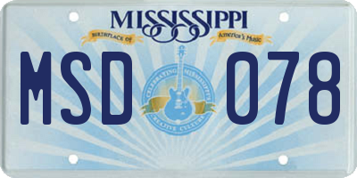 MS license plate MSD078