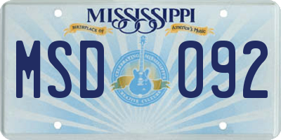MS license plate MSD092