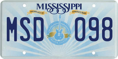 MS license plate MSD098