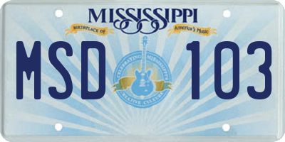 MS license plate MSD103