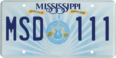 MS license plate MSD111