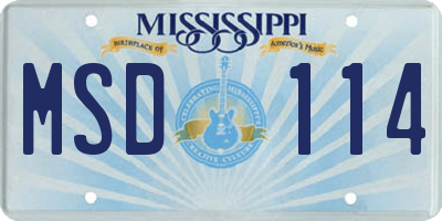 MS license plate MSD114