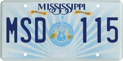 MS license plate MSD115