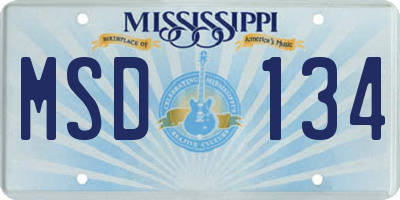 MS license plate MSD134