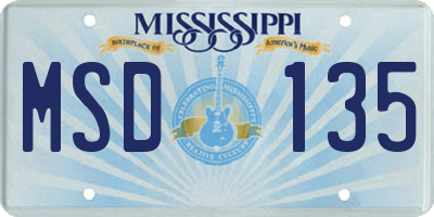 MS license plate MSD135