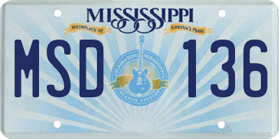 MS license plate MSD136