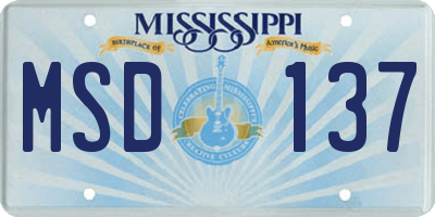 MS license plate MSD137