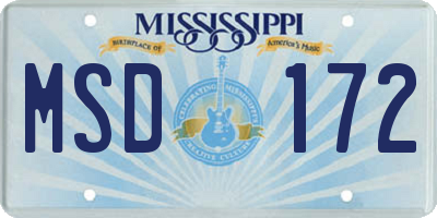 MS license plate MSD172