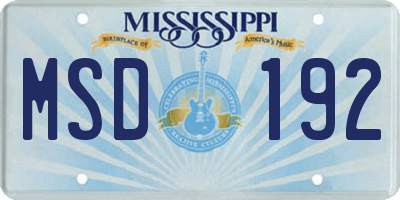 MS license plate MSD192