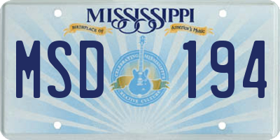 MS license plate MSD194