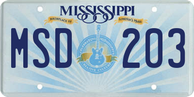 MS license plate MSD203