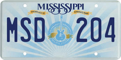 MS license plate MSD204