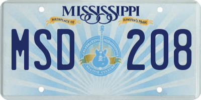 MS license plate MSD208