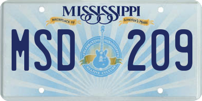 MS license plate MSD209
