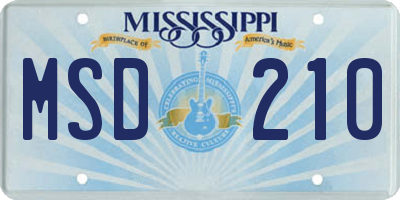 MS license plate MSD210