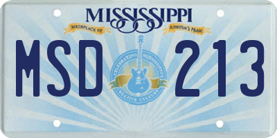 MS license plate MSD213