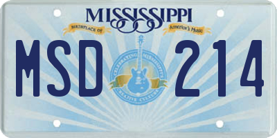 MS license plate MSD214