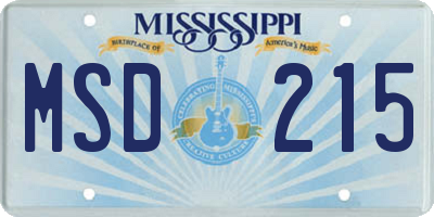 MS license plate MSD215