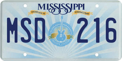 MS license plate MSD216