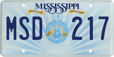 MS license plate MSD217