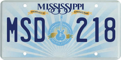 MS license plate MSD218