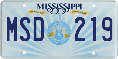 MS license plate MSD219