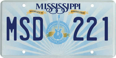 MS license plate MSD221